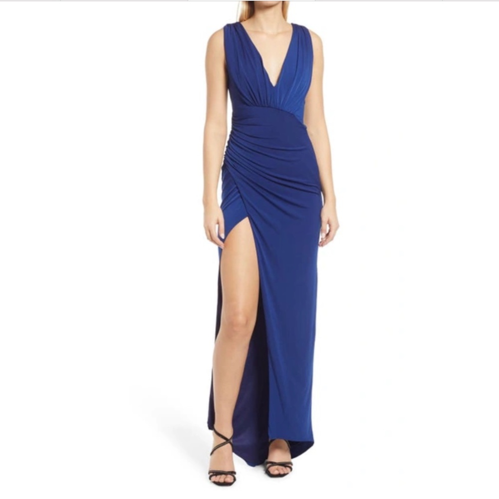 KATIE MAY: Sugar Stick Sleeveless Gown In Royal Midnight (NWT)